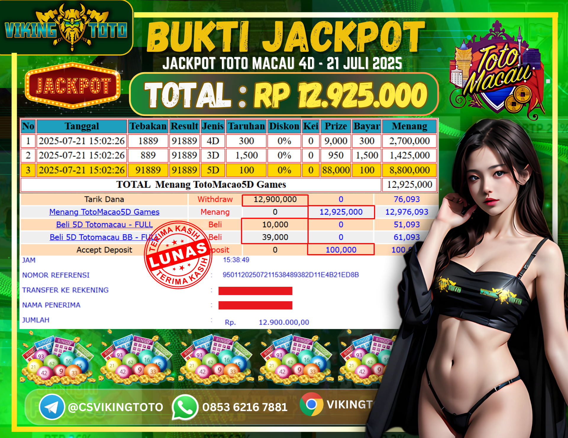 Bukti Jackpot Lunas VikingToto