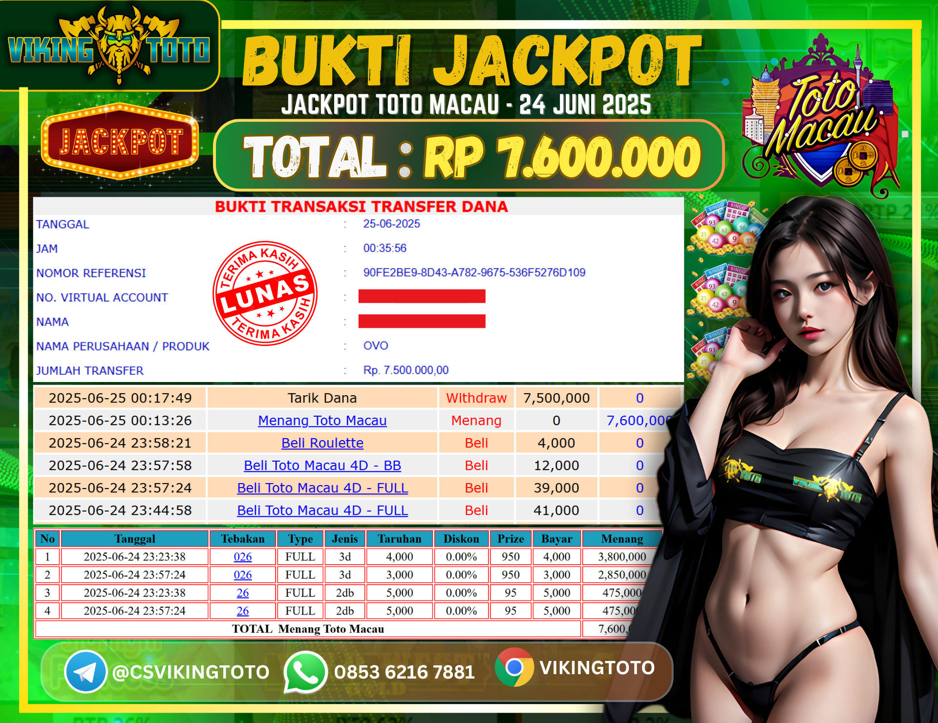 Bukti Jackpot Lunas VikingToto