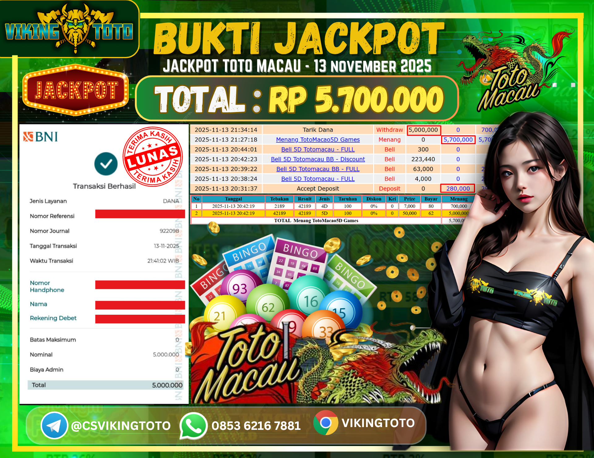 Bukti Jackpot Lunas VikingToto