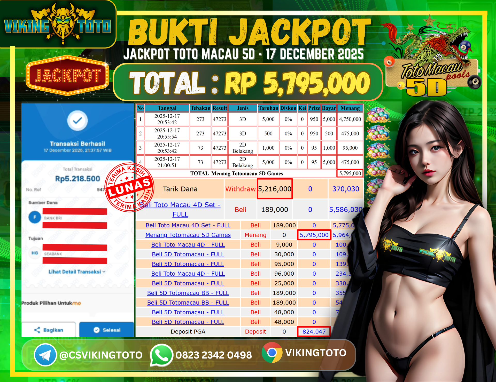 Bukti Jackpot Lunas VikingToto