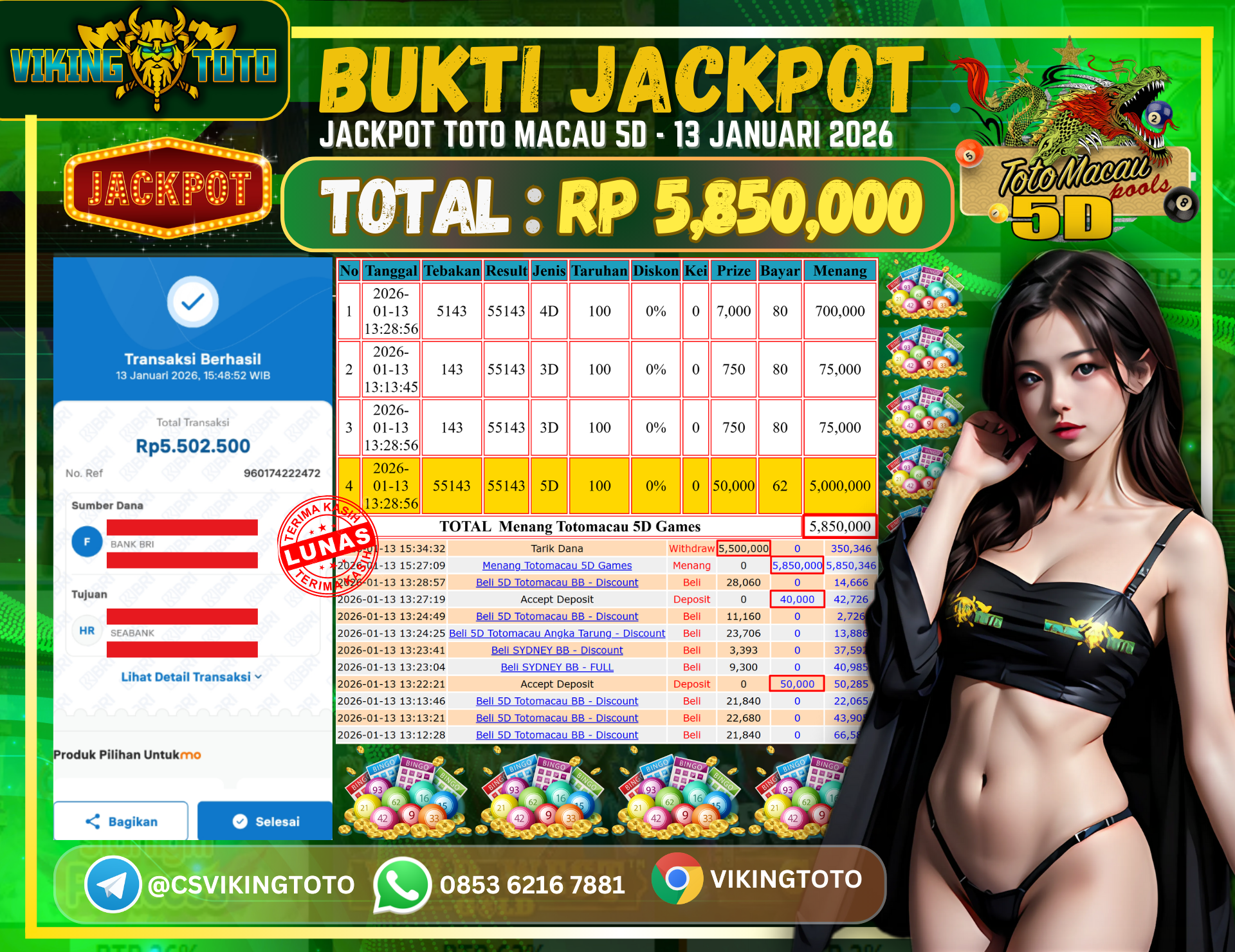 Bukti Jackpot Lunas VikingToto