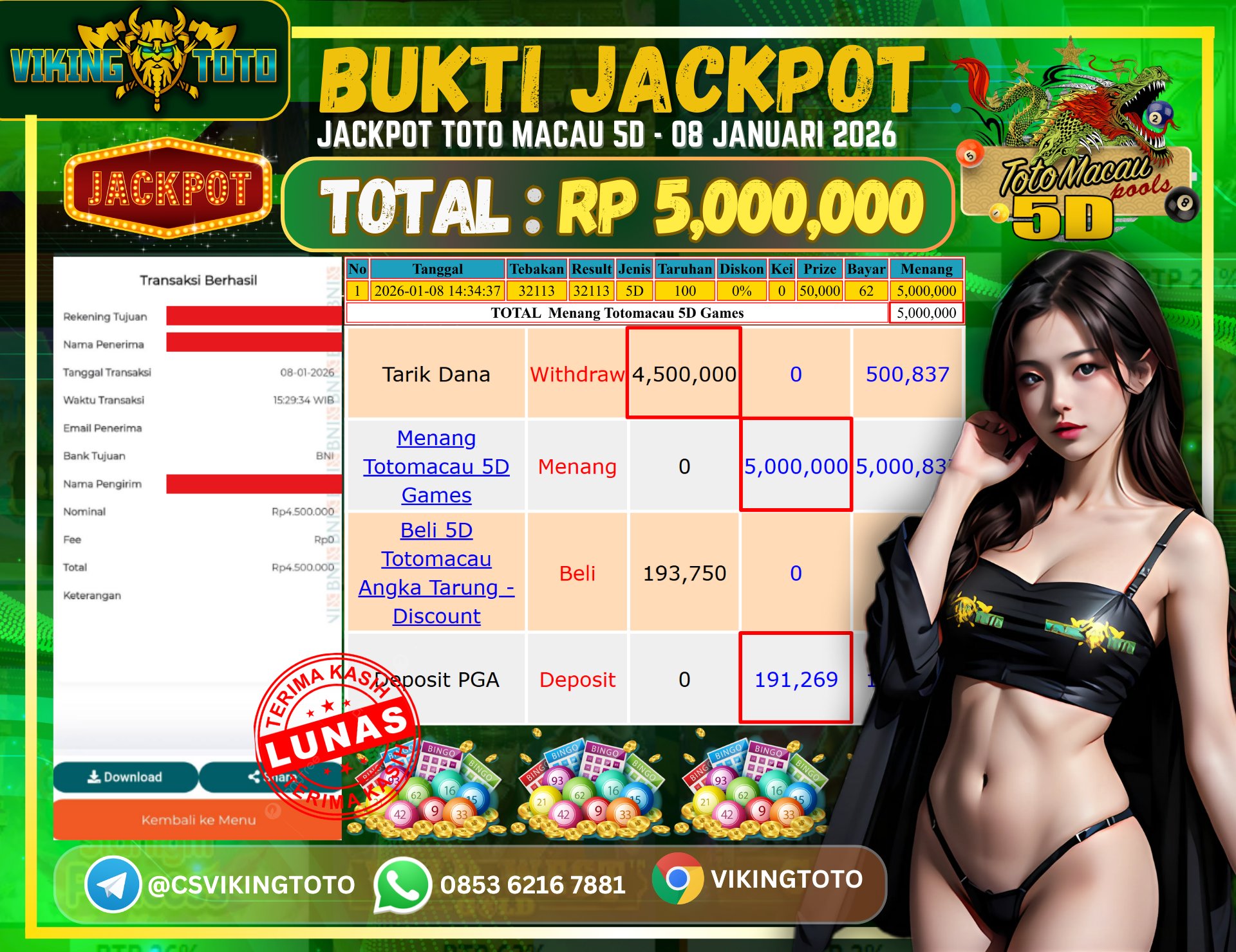 Bukti Jackpot Lunas VikingToto