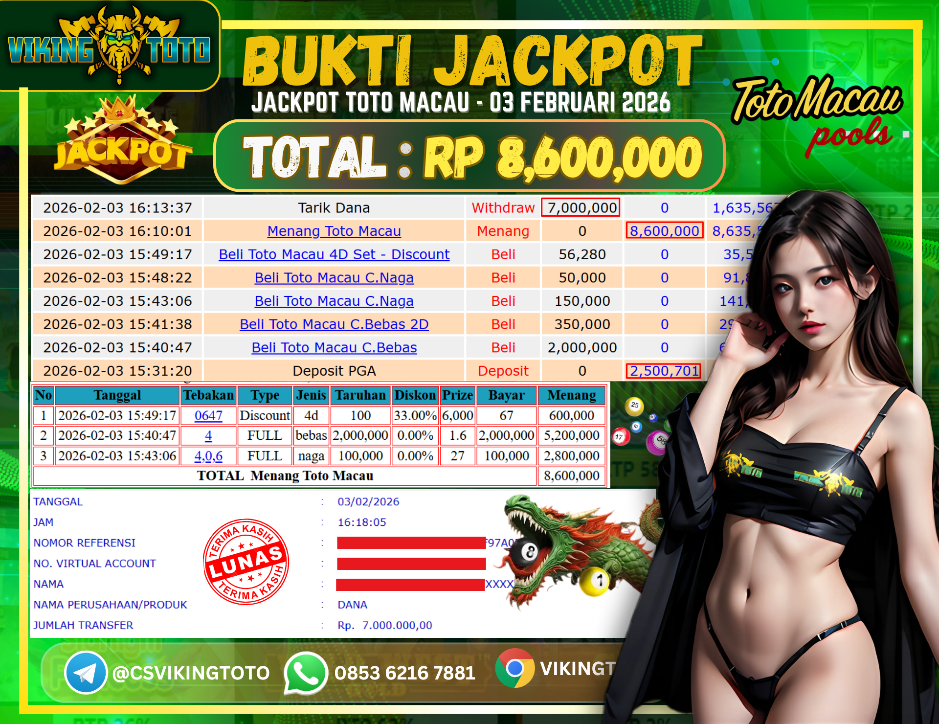 Bukti Jackpot Lunas VikingToto
