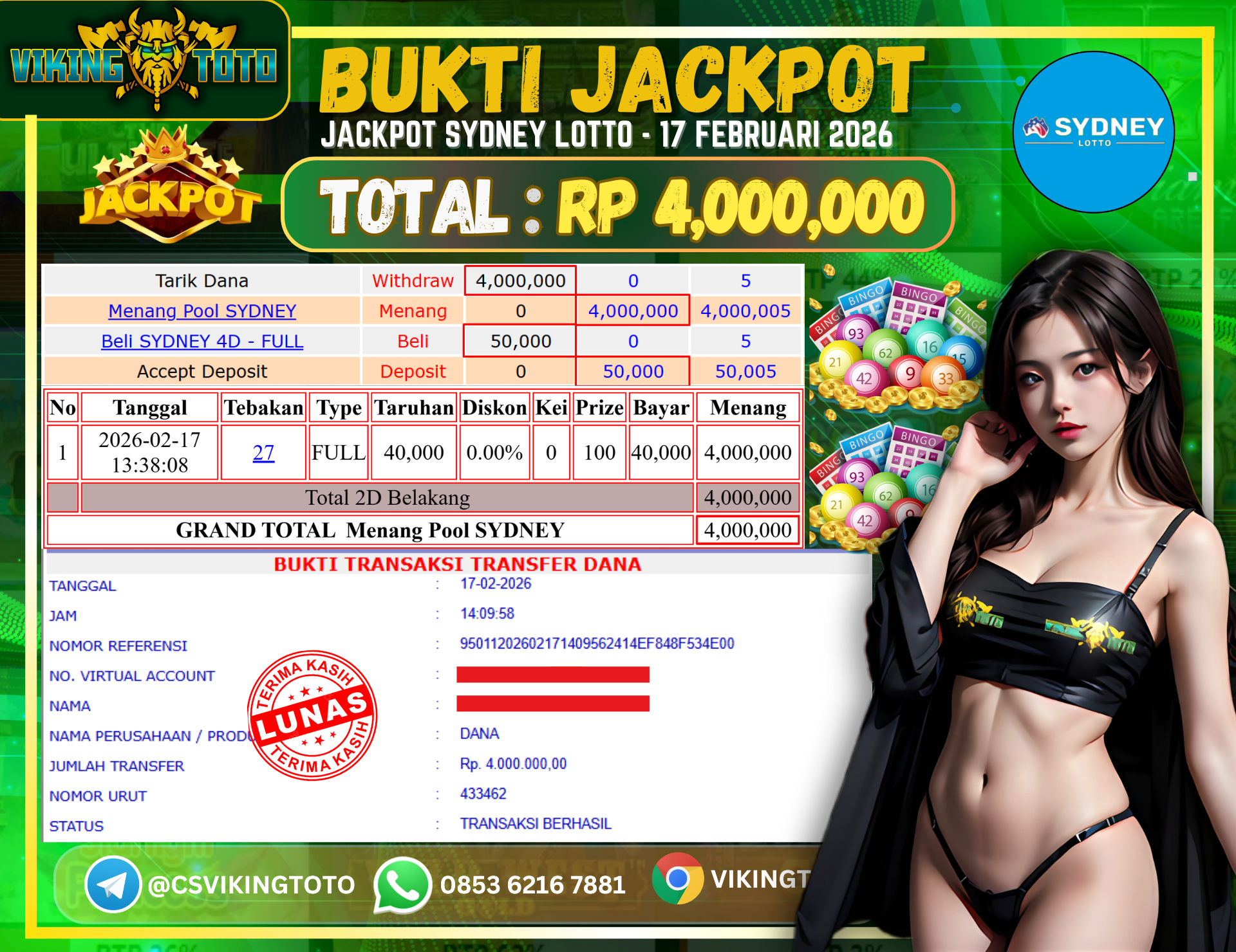 Bukti Jackpot Lunas VikingToto