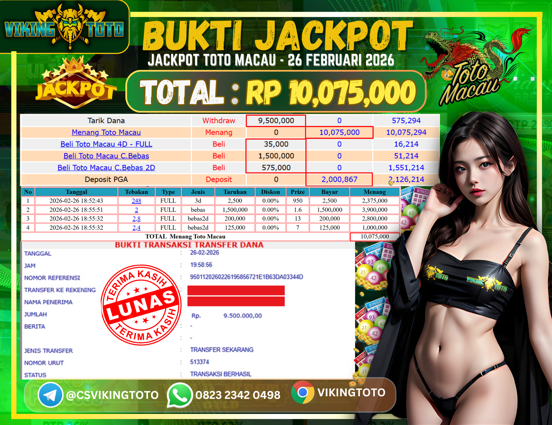 Bukti Jackpot Lunas VikingToto