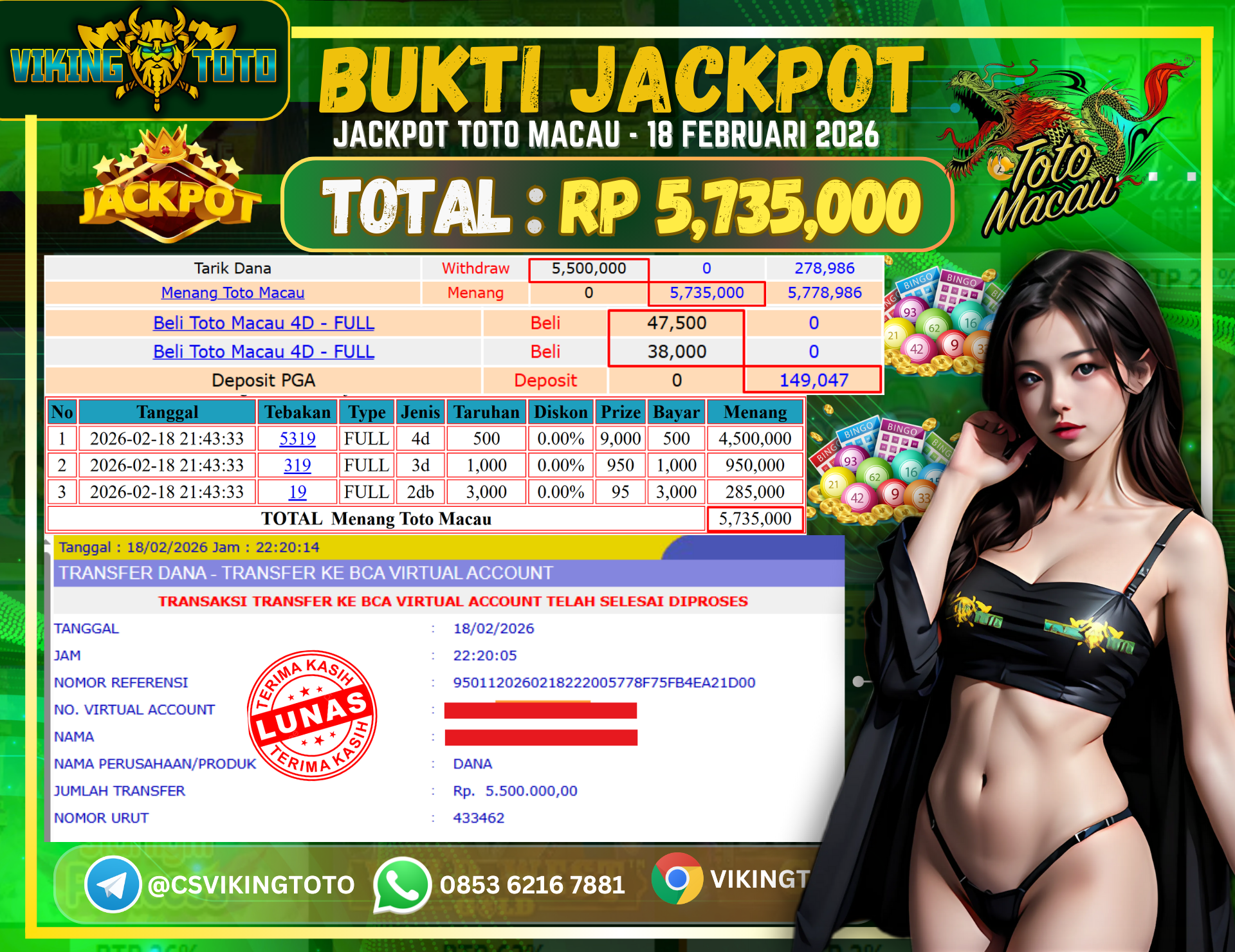 Bukti Jackpot Lunas VikingToto