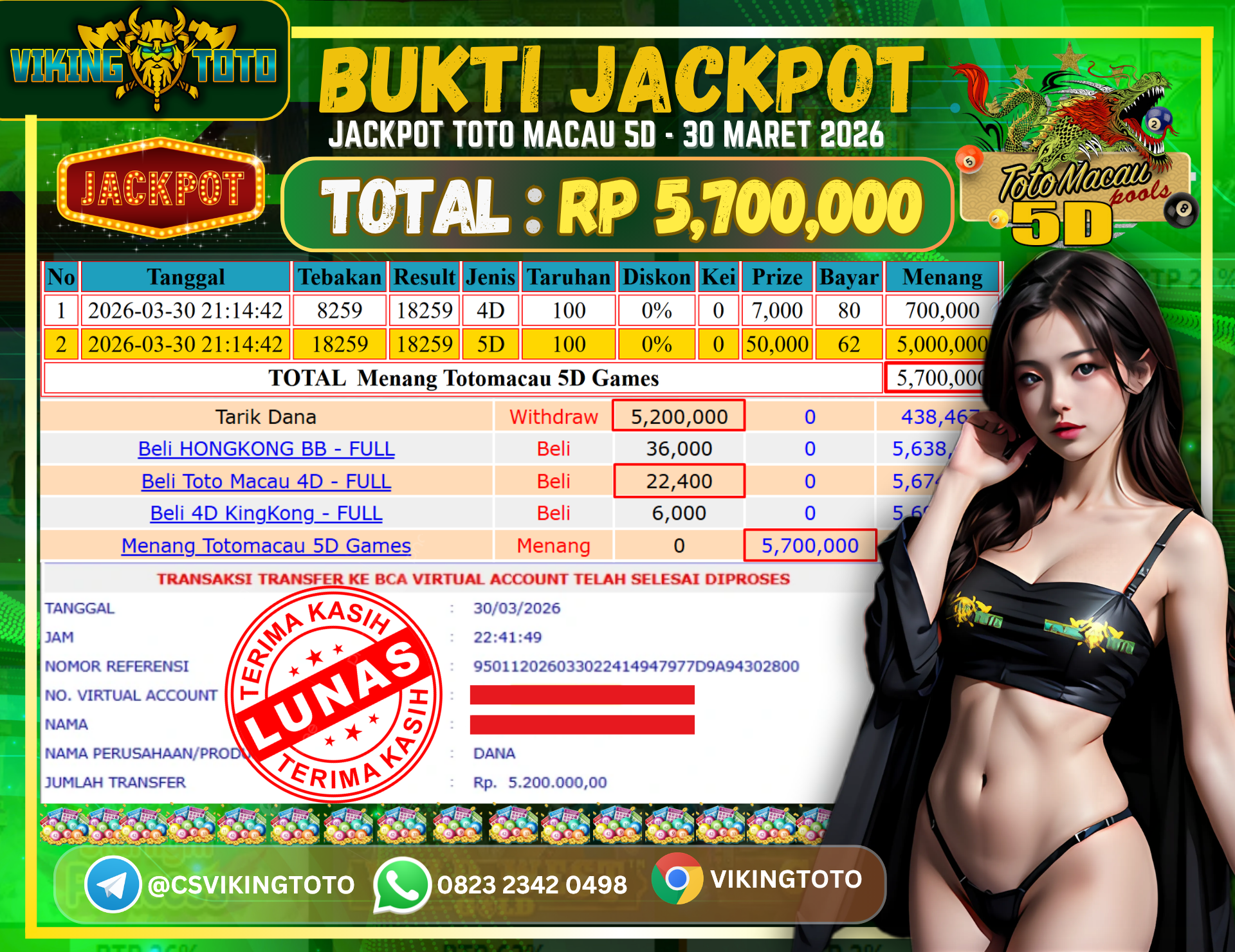 Bukti Jackpot Lunas VikingToto