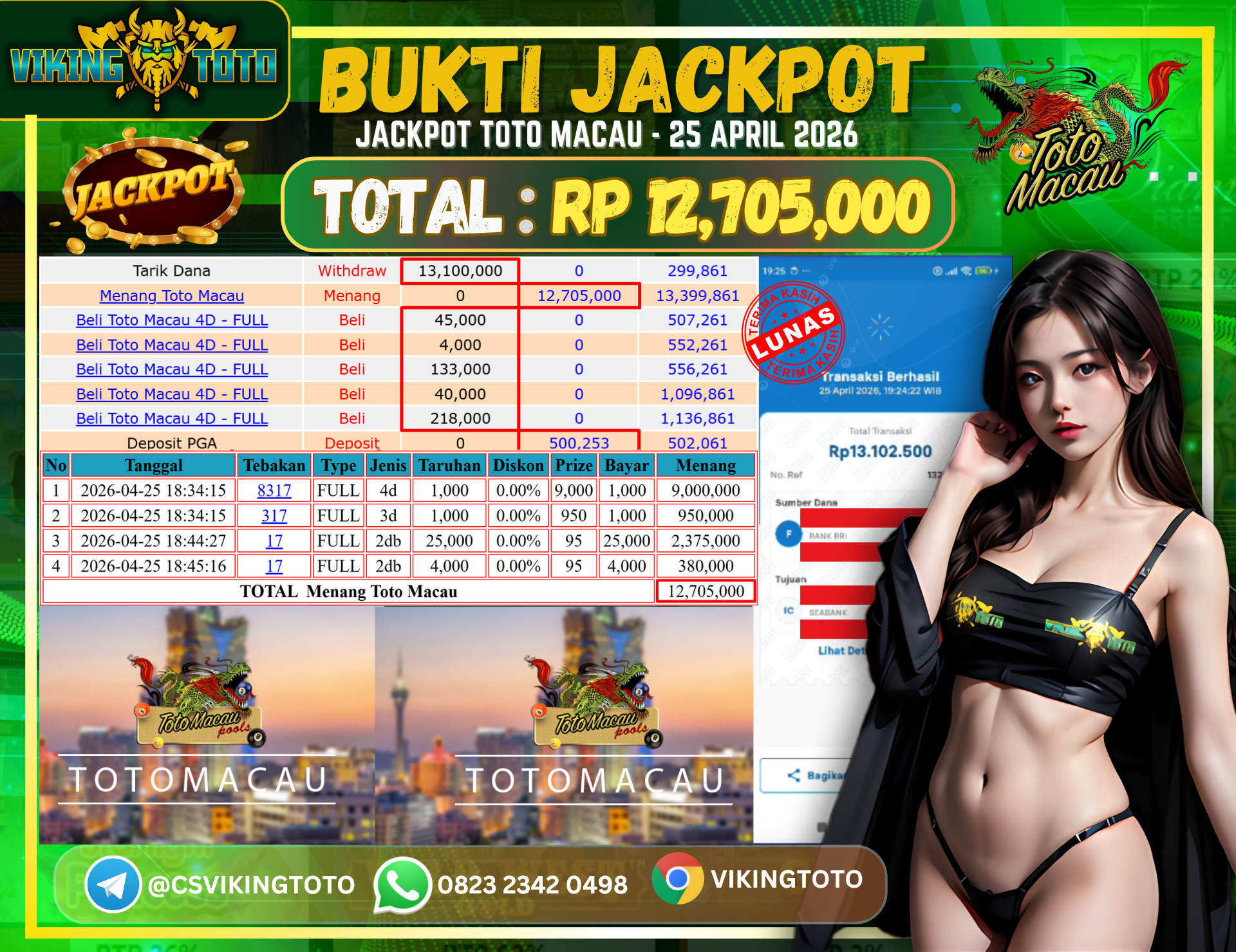 Bukti Jackpot Lunas VikingToto