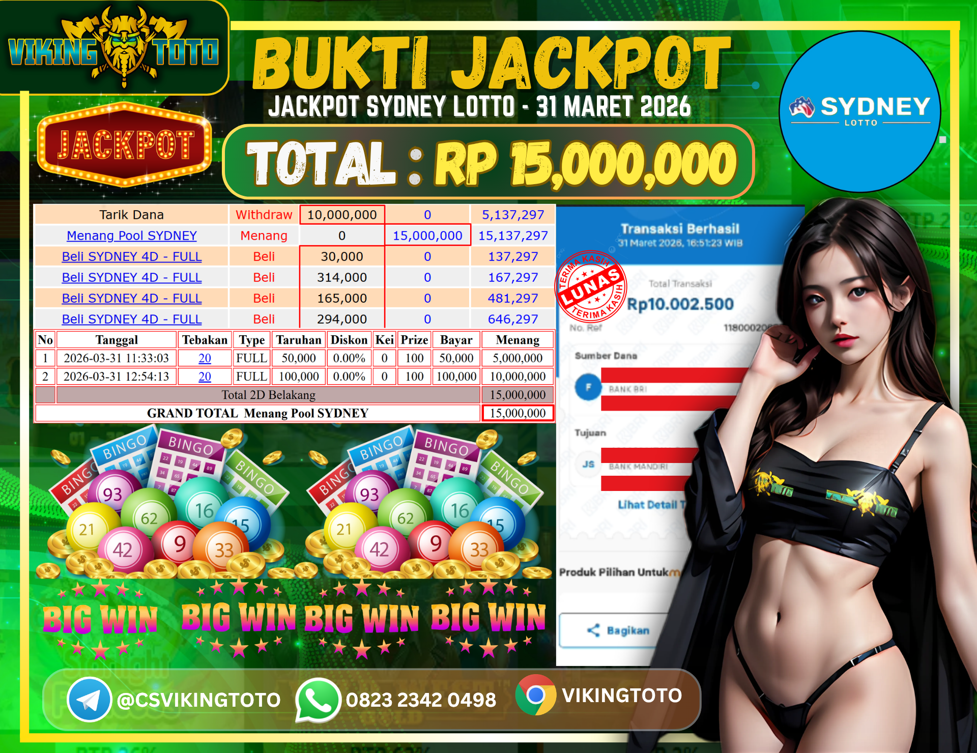 Bukti Jackpot Lunas VikingToto