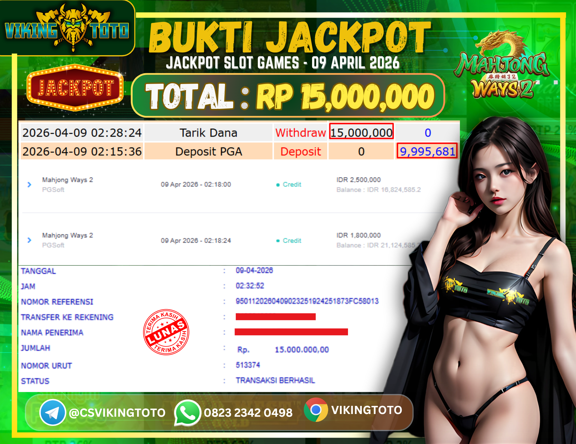 Bukti Jackpot Lunas VikingToto