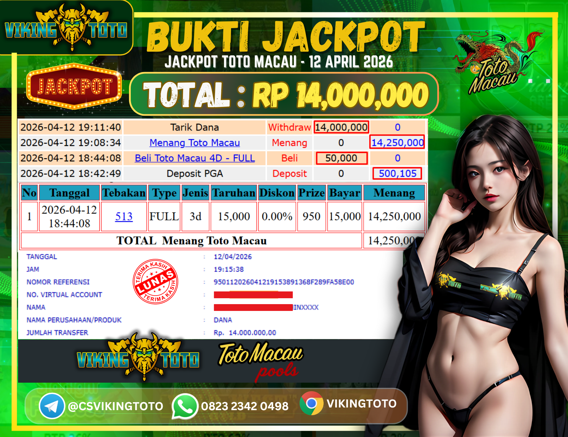 Bukti Jackpot Lunas VikingToto