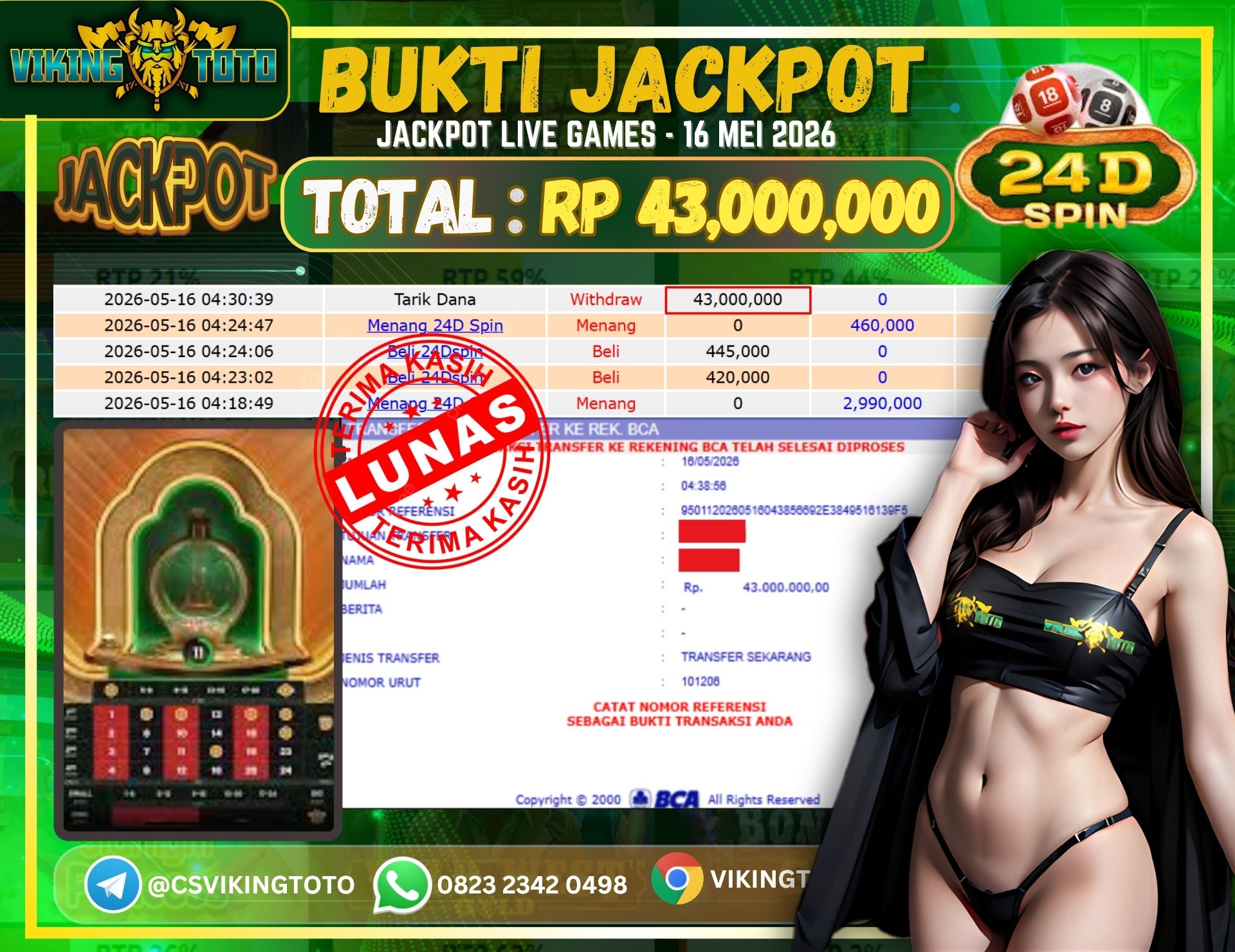 Bukti Jackpot Lunas VikingToto