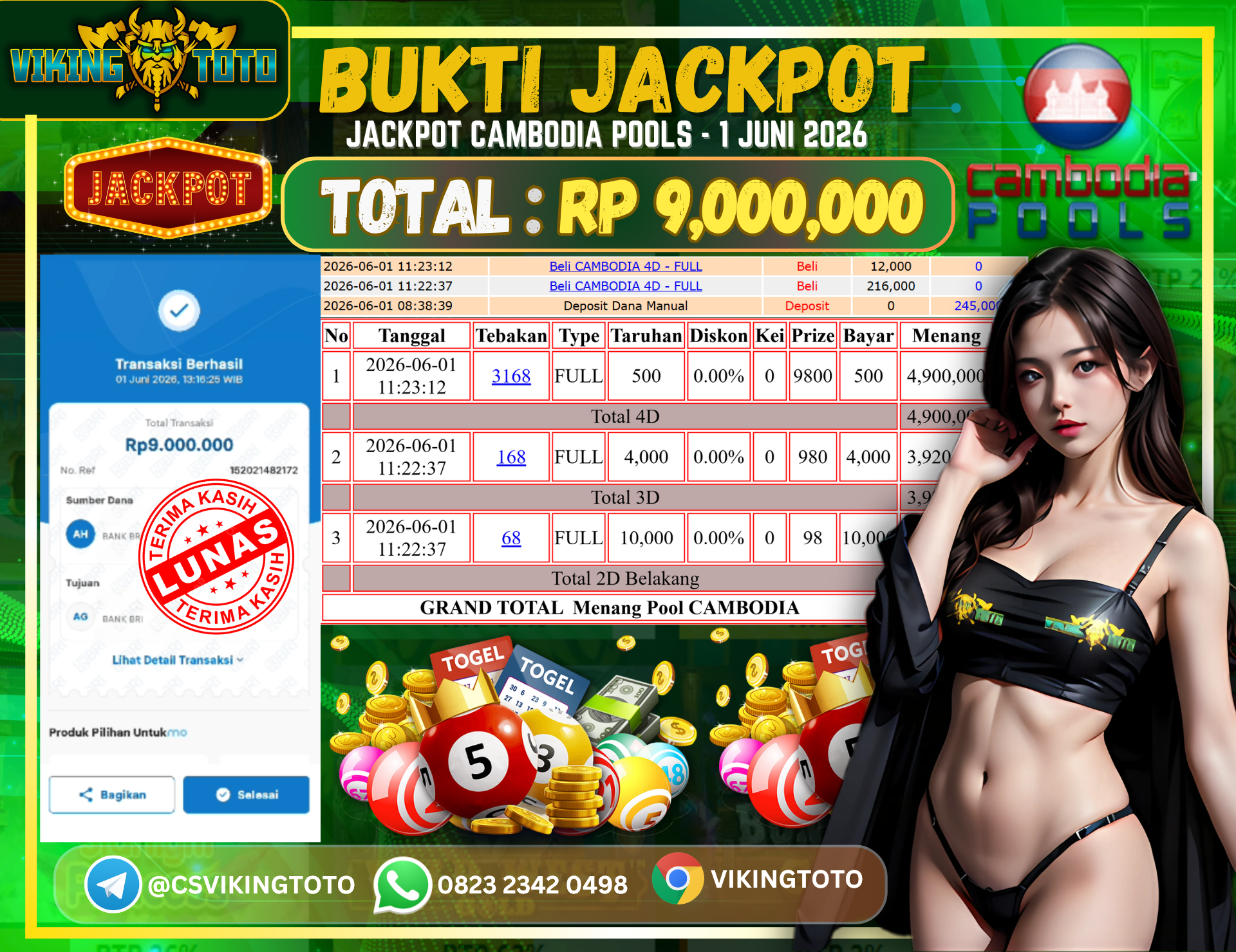 Bukti Jackpot Lunas VikingToto