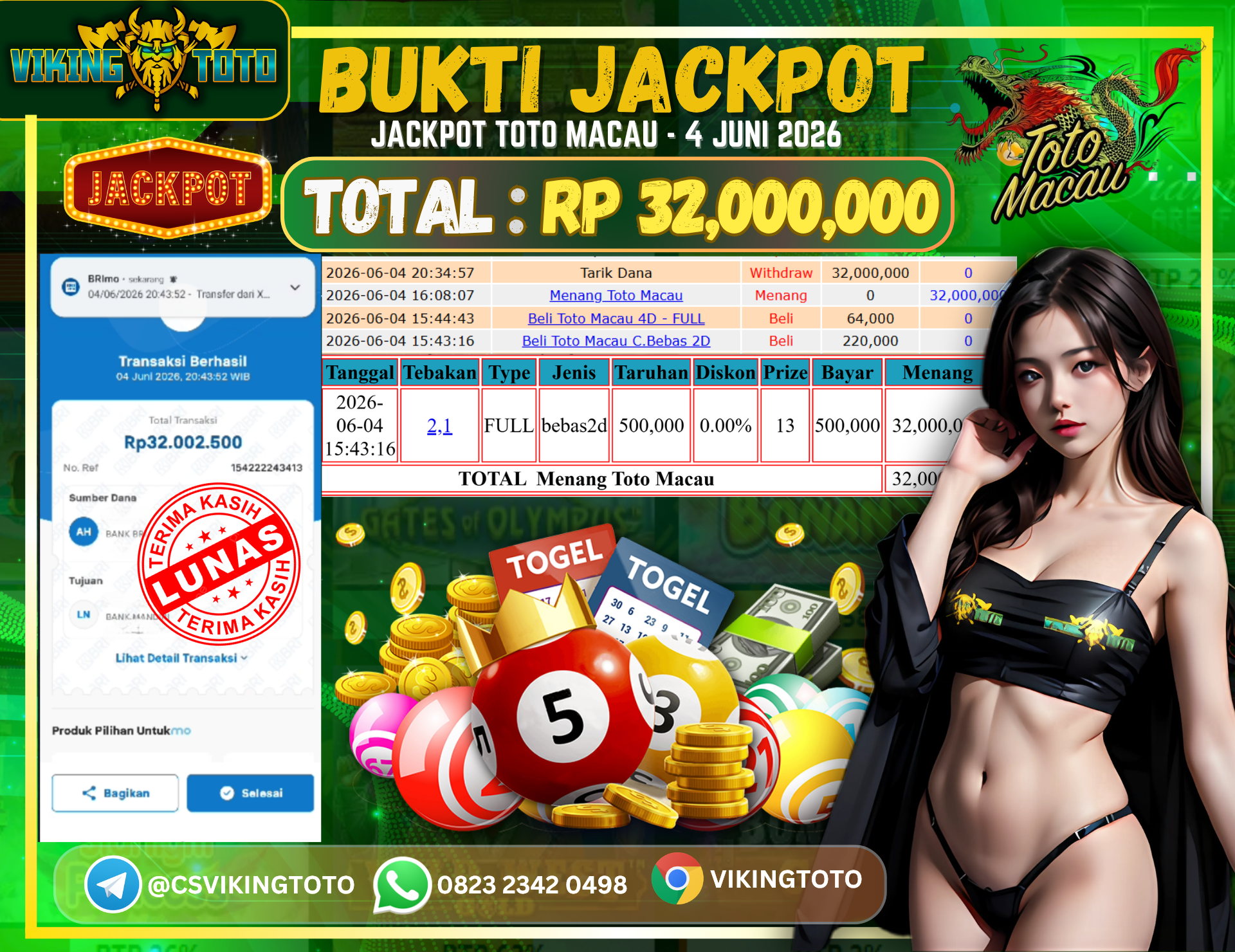 Bukti Jackpot Lunas VikingToto