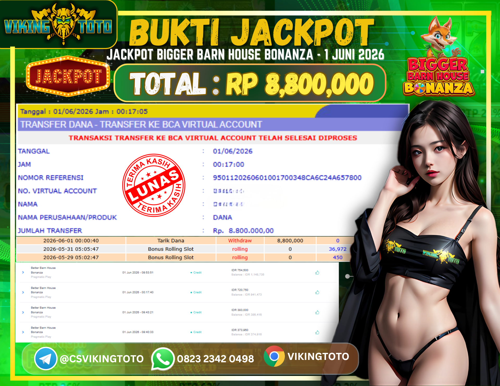 Bukti Jackpot Lunas VikingToto