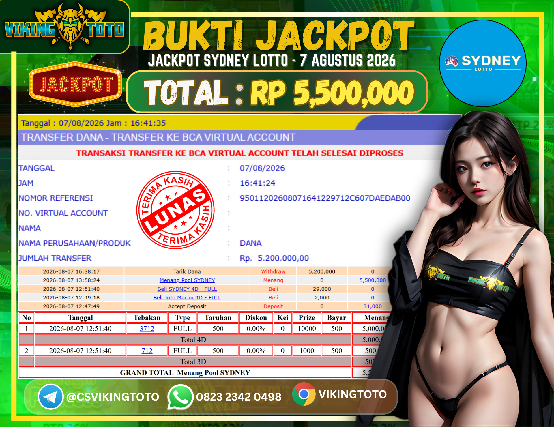 Bukti Jackpot Lunas VikingToto
